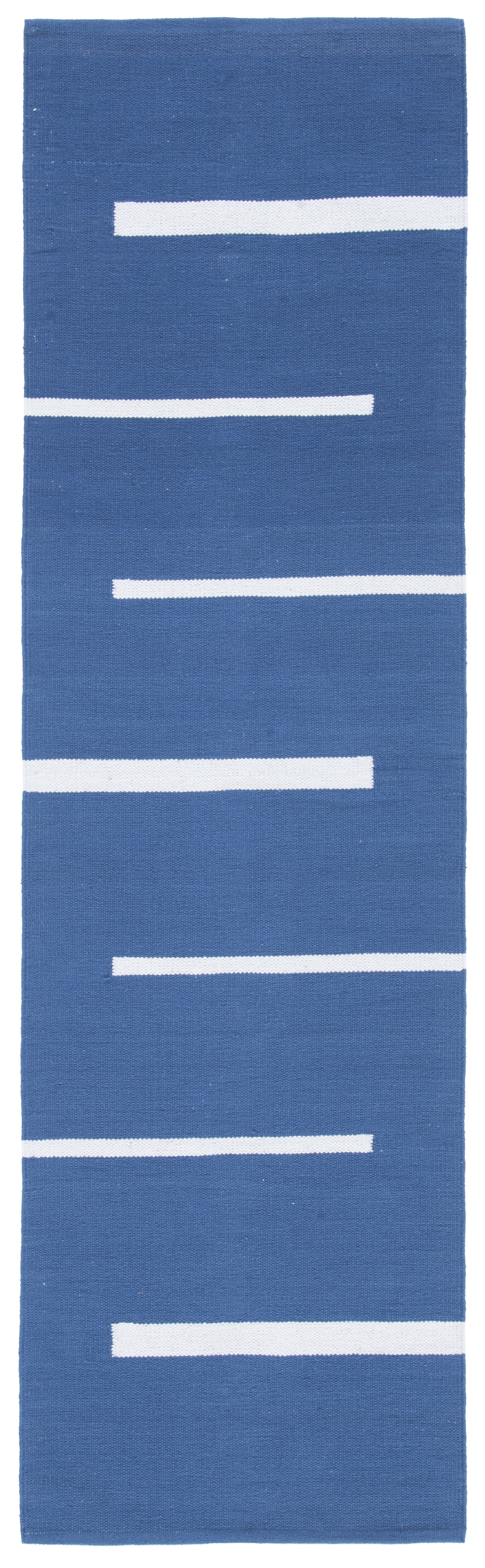 SAFAVIEH Montauk Oswald Geometric Striped Cotton Runner Rug, Navy/Ivory, 2'3" x 8'
