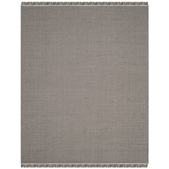 SAFAVIEH Montauk Patton Geometric Cotton Area Rug, Ivory/Black, 10' x 14'