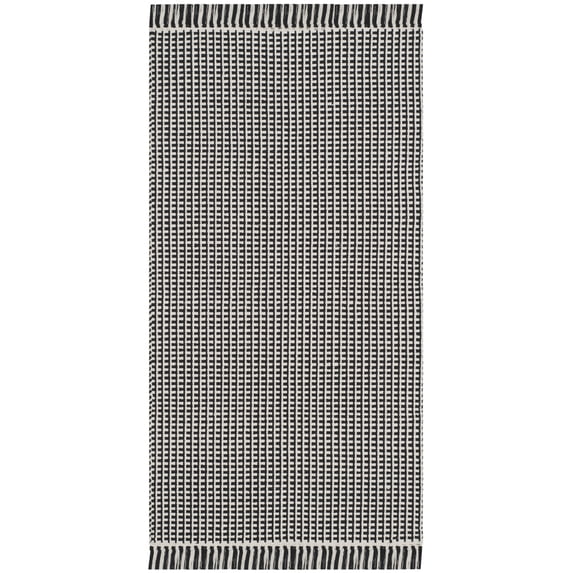 SAFAVIEH Montauk Patton Geometric Cotton Area Rug, Ivory/Black, 2'3" x 4'
