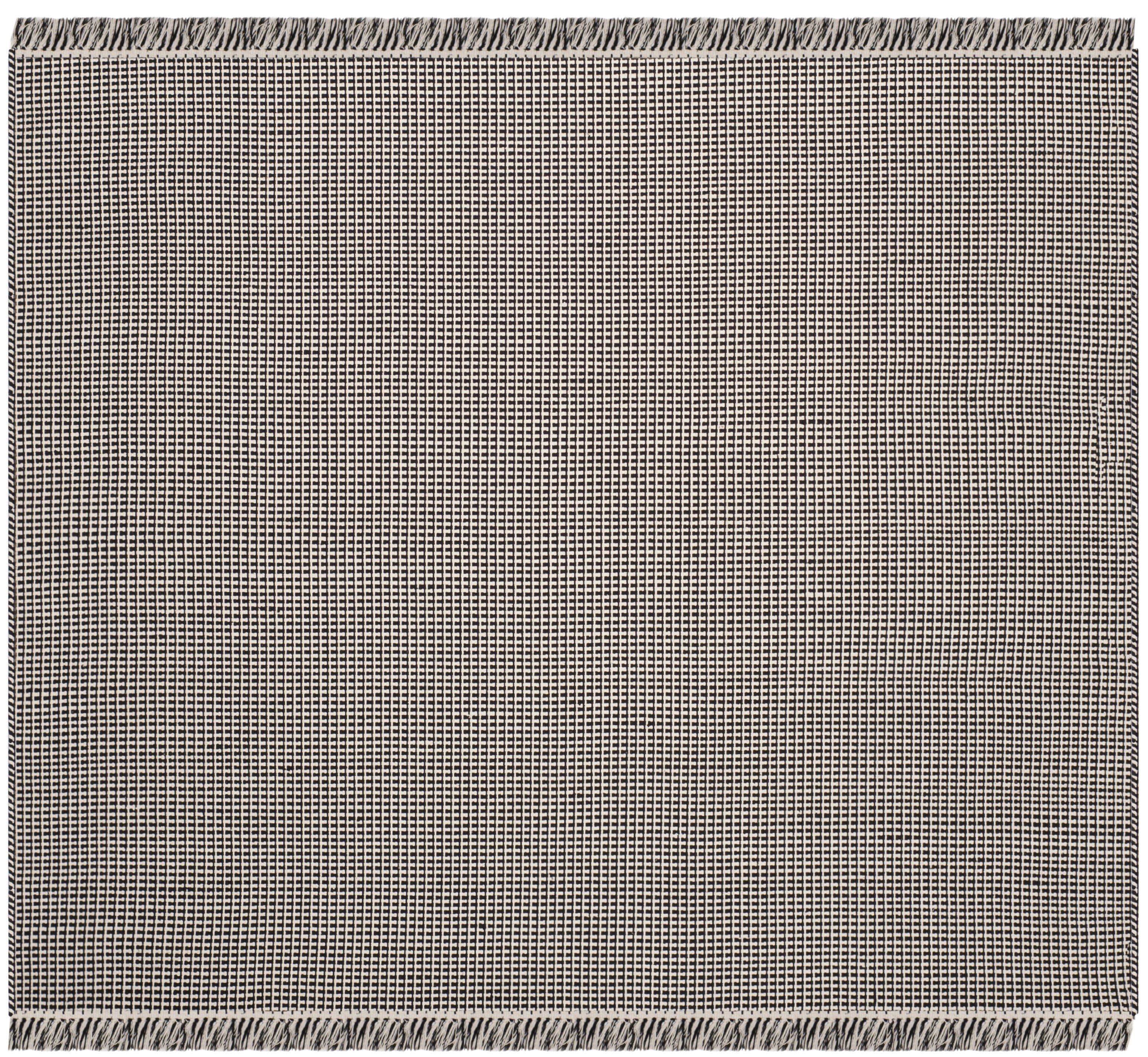 SAFAVIEH Montauk Patton Geometric Cotton Area Rug, Ivory/Black, 4' x 4' Square