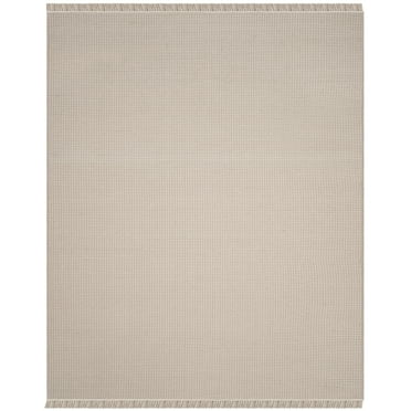 SAFAVIEH Montauk Patton Geometric Cotton Area Rug, Ivory/Grey, 4' x 4' Round