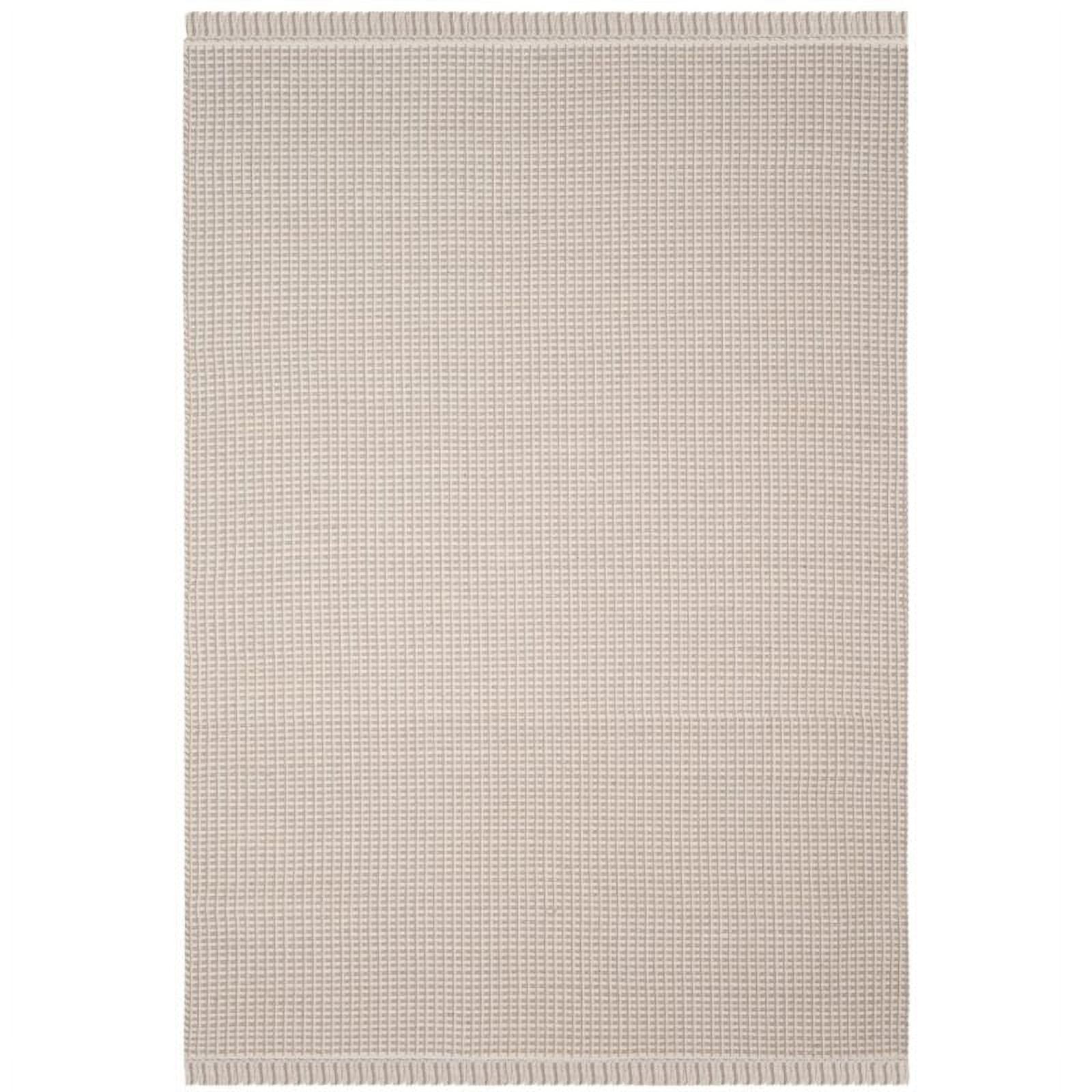 Ivory and Grey Handwoven Cotton Area Rug 4' x 6'