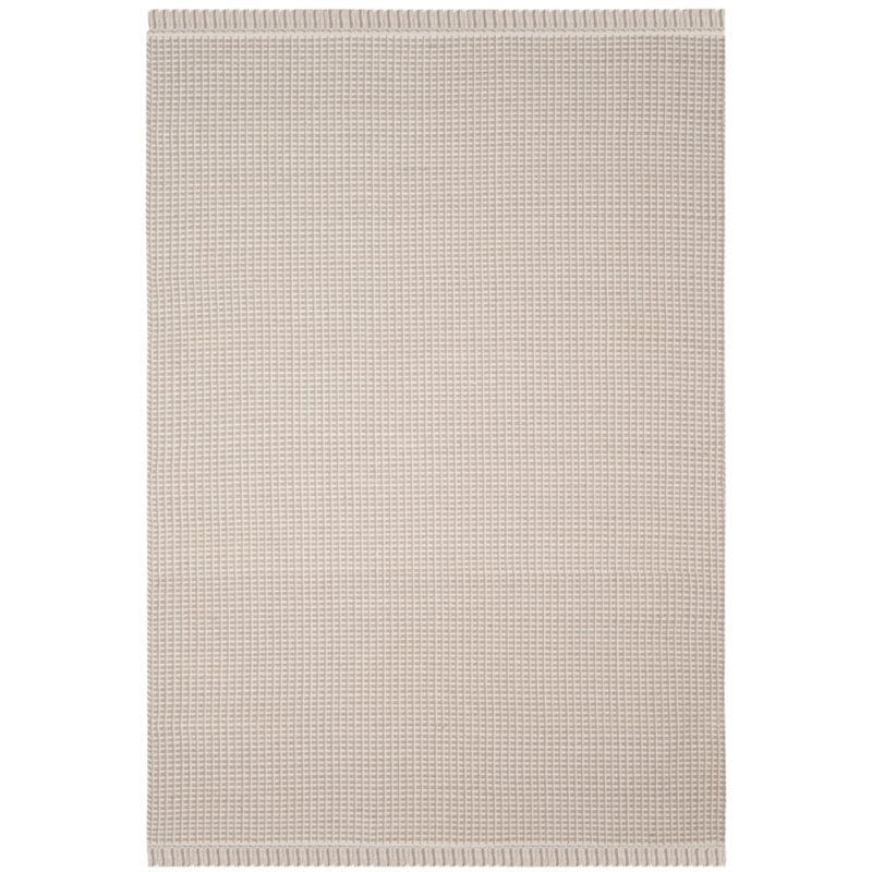 Ivory and Grey Handwoven Cotton Area Rug 4' x 6'