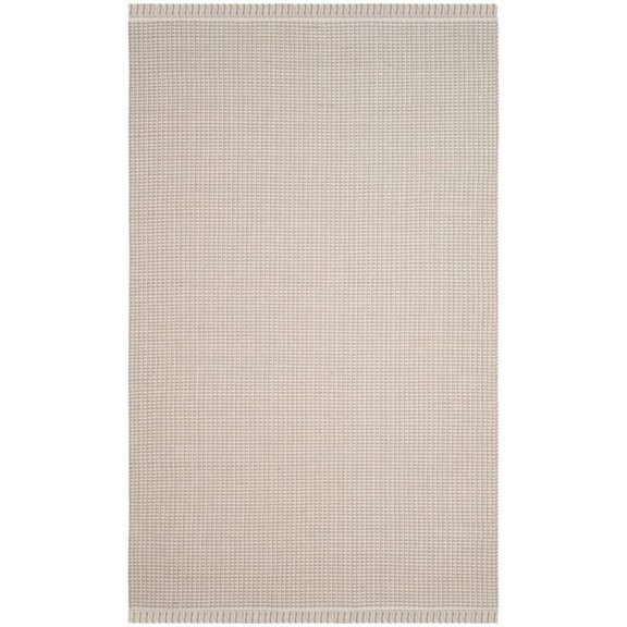 SAFAVIEH Montauk Patton Geometric Cotton Area Rug, Ivory/Grey, 5' x 8'
