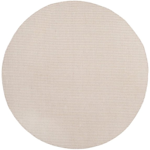 SAFAVIEH Montauk Patton Geometric Cotton Area Rug, Ivory/Grey, 6' x 6' Round