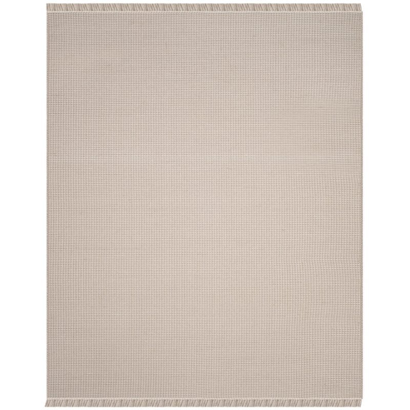Ivory and Grey Handwoven Cotton Flat Weave Area Rug, 8' x 10'