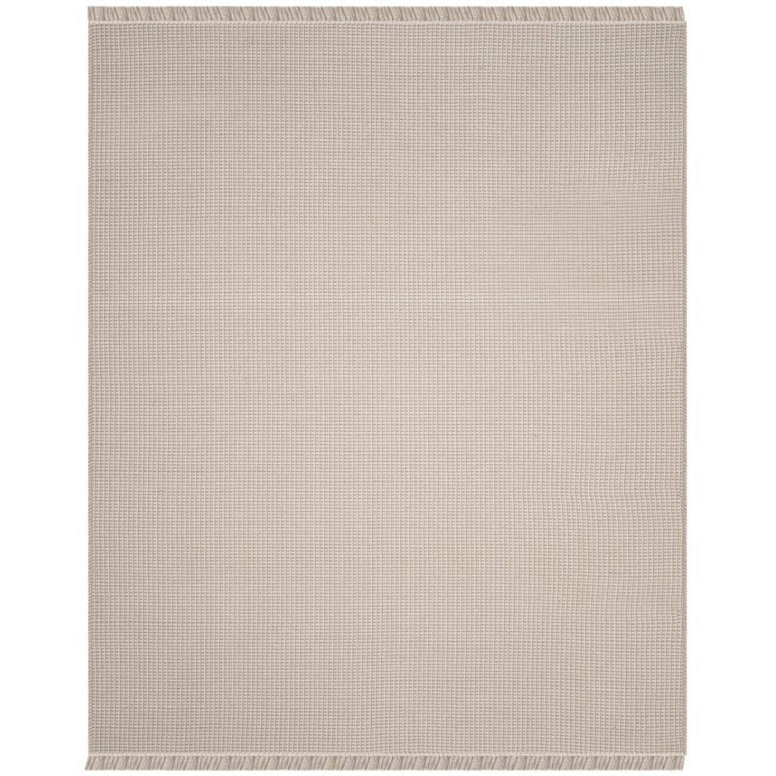 Ivory and Grey Handwoven Cotton Flat Weave Area Rug, 8' x 10'