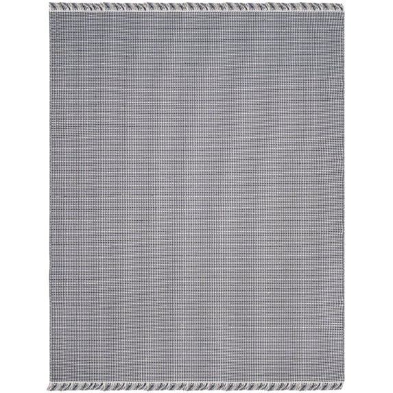 SAFAVIEH Montauk Patton Geometric Cotton Area Rug, Ivory/Navy, 10' x 14'