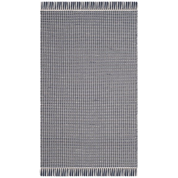 SAFAVIEH Montauk Patton Geometric Cotton Area Rug, Ivory/Navy, 2'3" x 4'