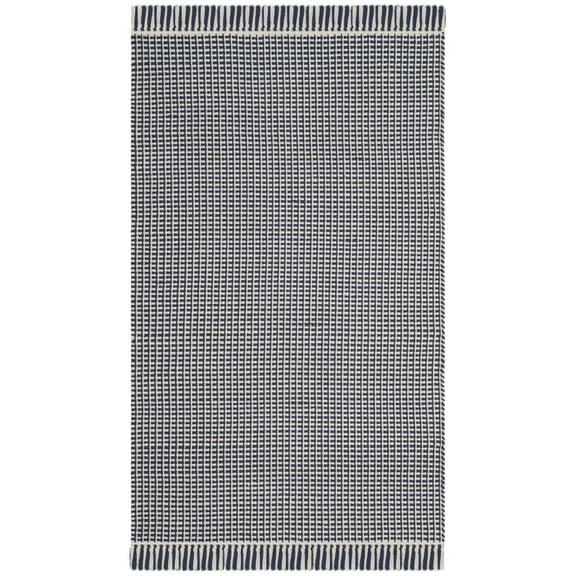 SAFAVIEH Montauk Patton Geometric Cotton Area Rug, Ivory/Navy, 2'3" x 4'