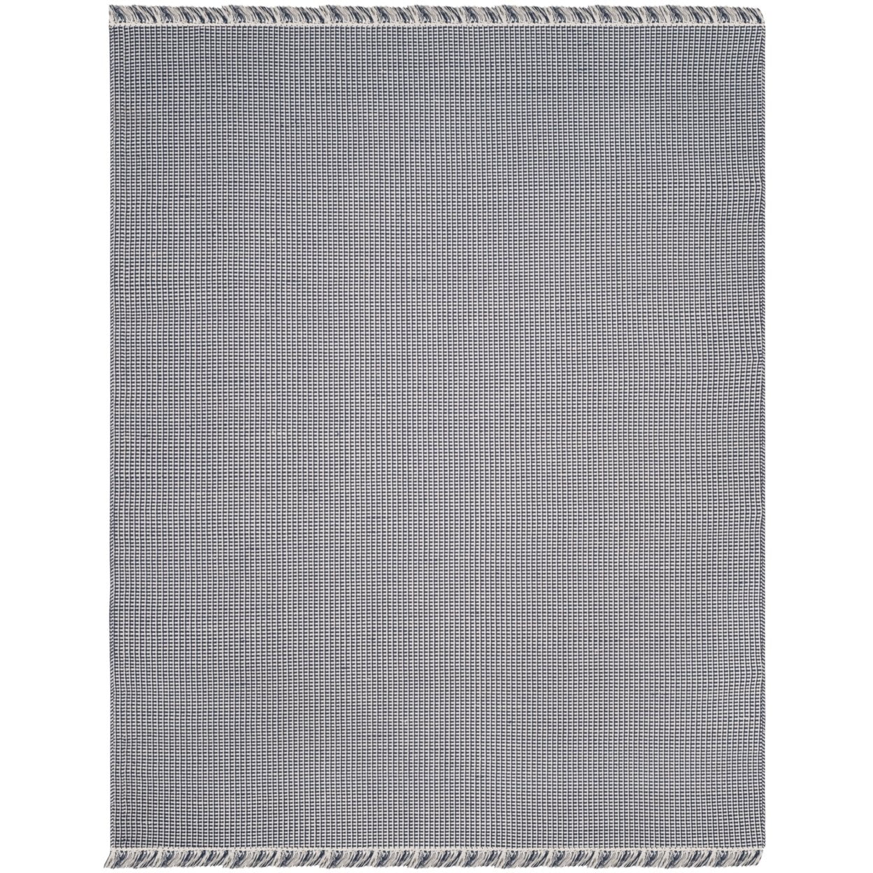 Handwoven Ivory/Navy Cotton Flatweave Area Rug 6' x 9'