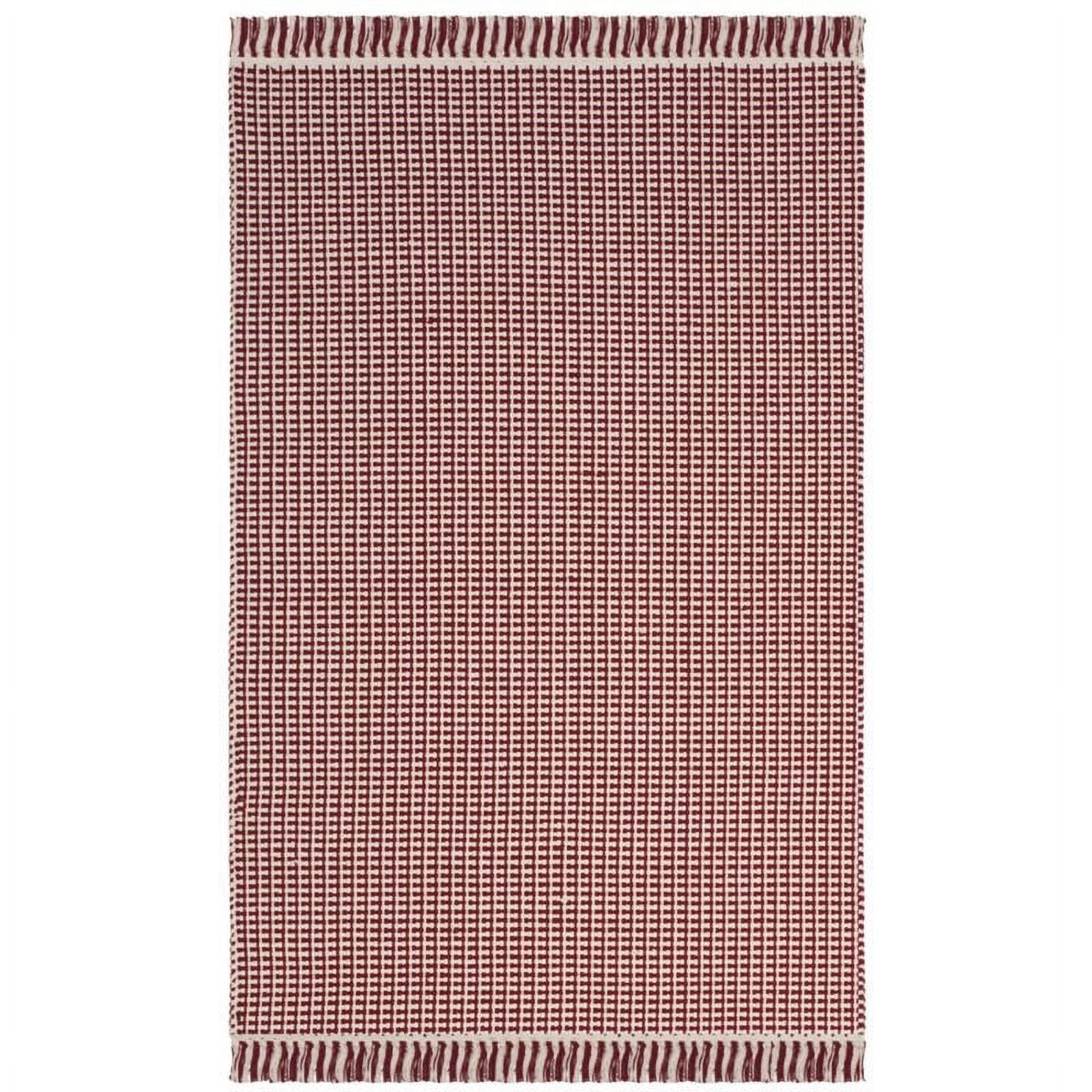 SAFAVIEH Montauk Patton Geometric Cotton Area Rug, Ivory/Red, 3' x 5'