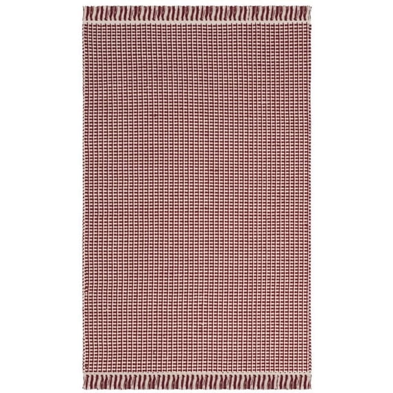 SAFAVIEH Montauk Patton Geometric Cotton Area Rug, Ivory/Red, 3' x 5'