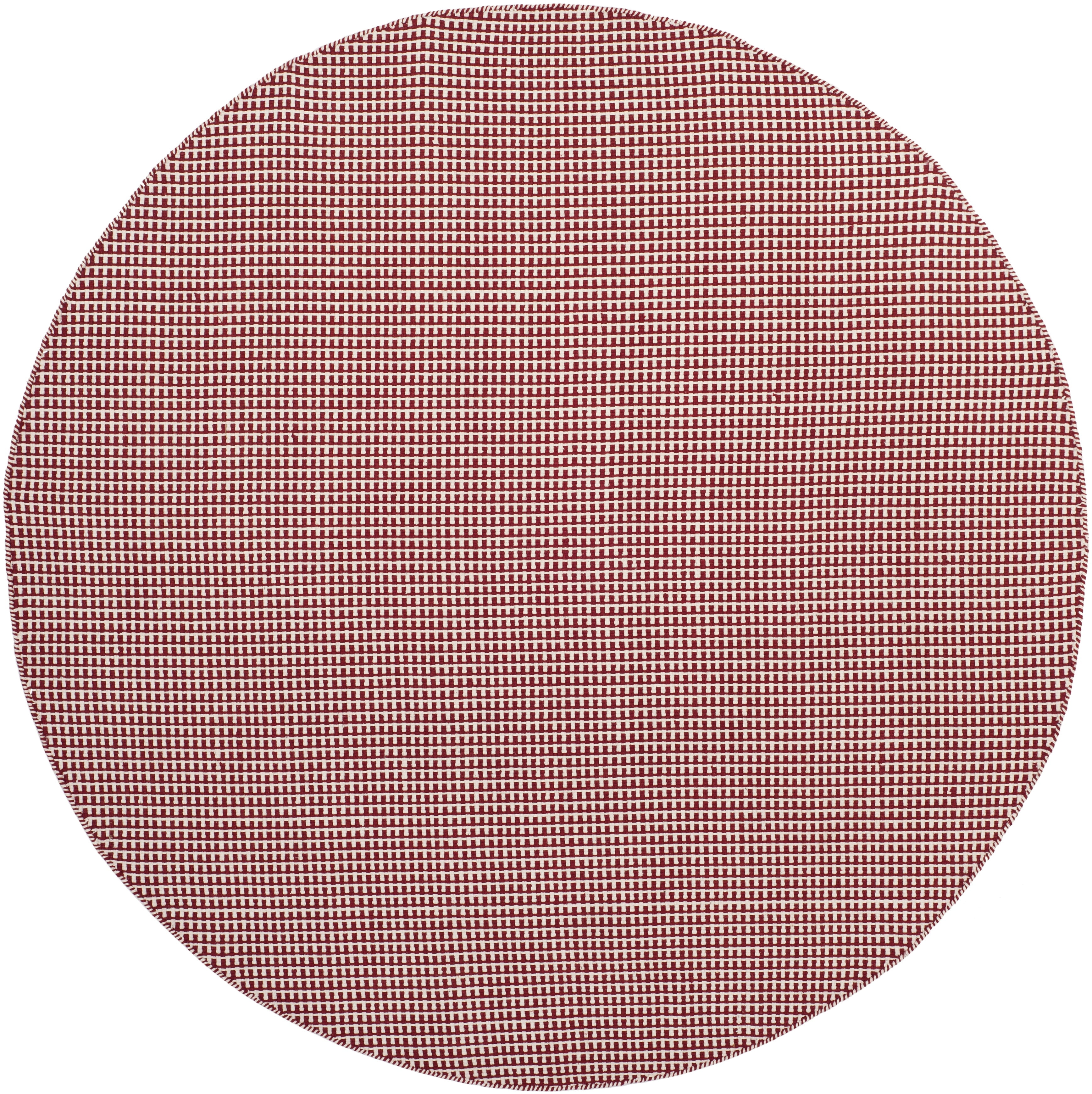 SAFAVIEH Montauk Patton Geometric Cotton Area Rug, Ivory/Red, 4' x 4' Round