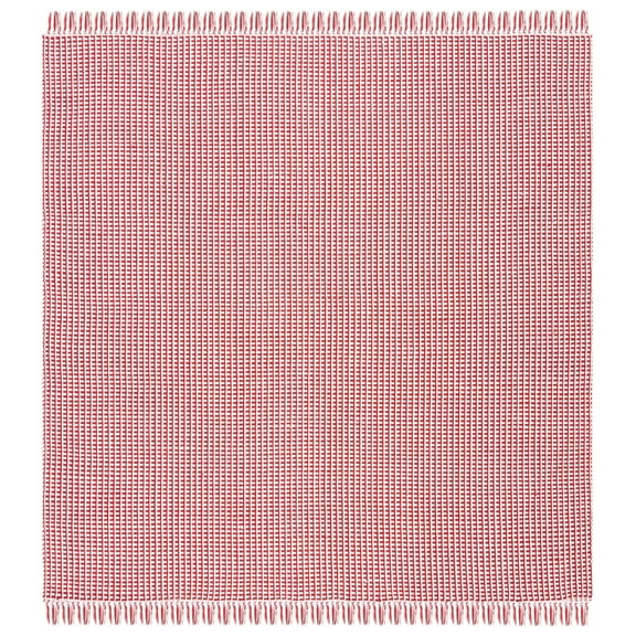 SAFAVIEH Montauk Patton Geometric Cotton Area Rug, Ivory/Red, 4' x 4' Square