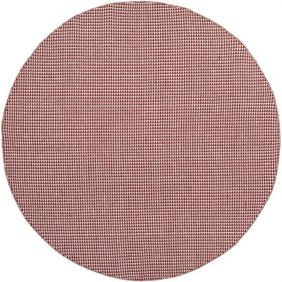 SAFAVIEH Montauk Patton Geometric Cotton Area Rug, Ivory/Red, 6' x 6' Round
