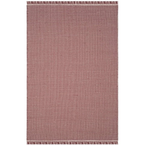 SAFAVIEH Montauk Patton Geometric Cotton Area Rug, Ivory/Red, 6' x 9'