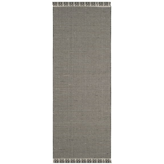 SAFAVIEH Montauk Patton Geometric Cotton Runner Rug, Ivory/Black, 2'3" x 10'