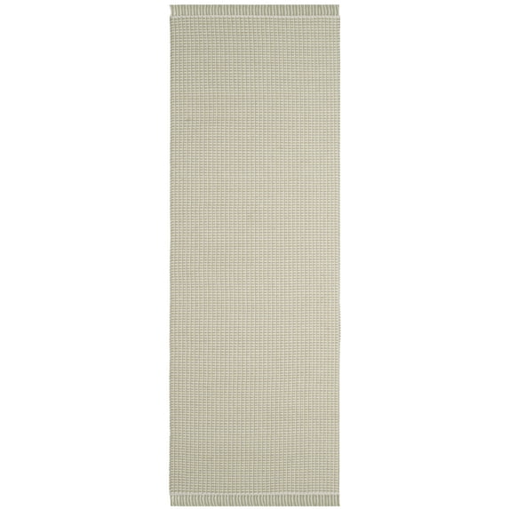SAFAVIEH Montauk Patton Geometric Cotton Runner Rug, Ivory/Green, 2'3" x 12'