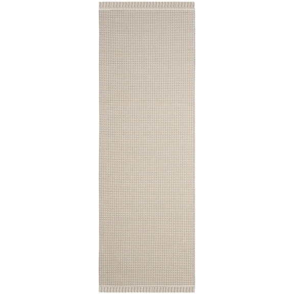 SAFAVIEH Montauk Patton Geometric Cotton Runner Rug, Ivory/Grey, 2'3" x 10'