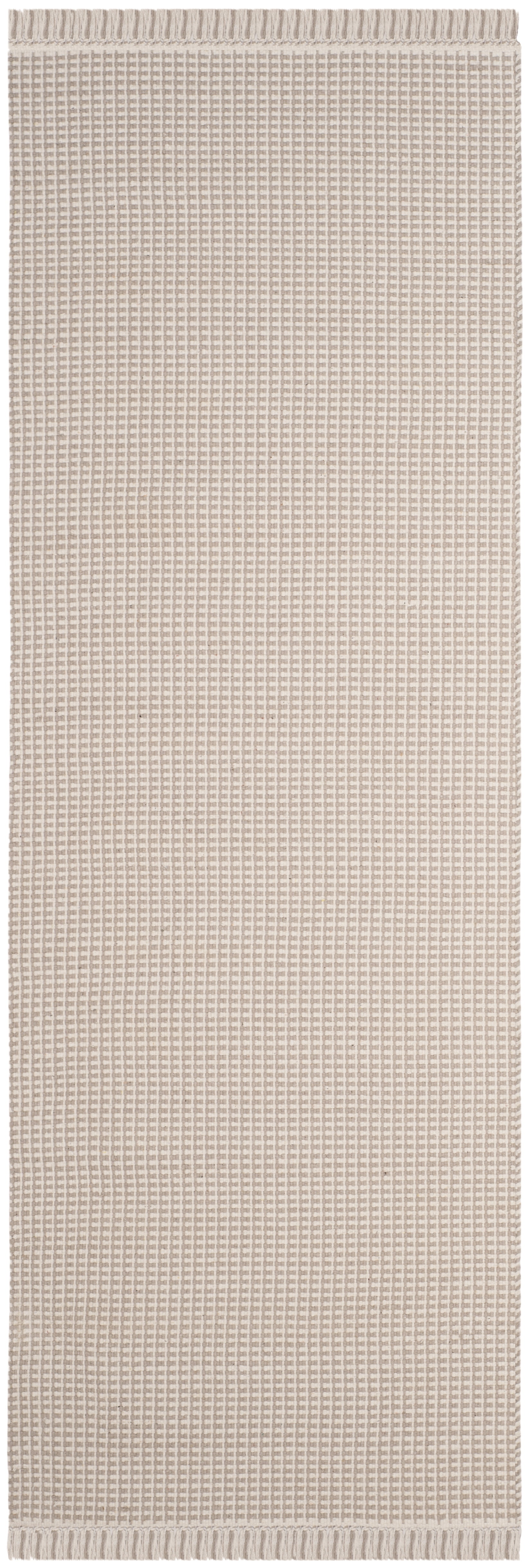 SAFAVIEH Montauk Patton Geometric Cotton Runner Rug, Ivory/Grey, 2'3" x 12'