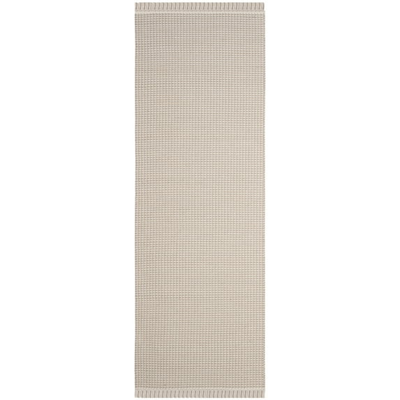 SAFAVIEH Montauk Patton Geometric Cotton Runner Rug, Ivory/Grey, 2'3" x 20'