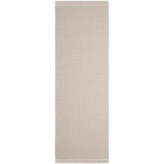 SAFAVIEH Montauk Patton Geometric Cotton Runner Rug, Ivory/Grey, 2'3" x 8'