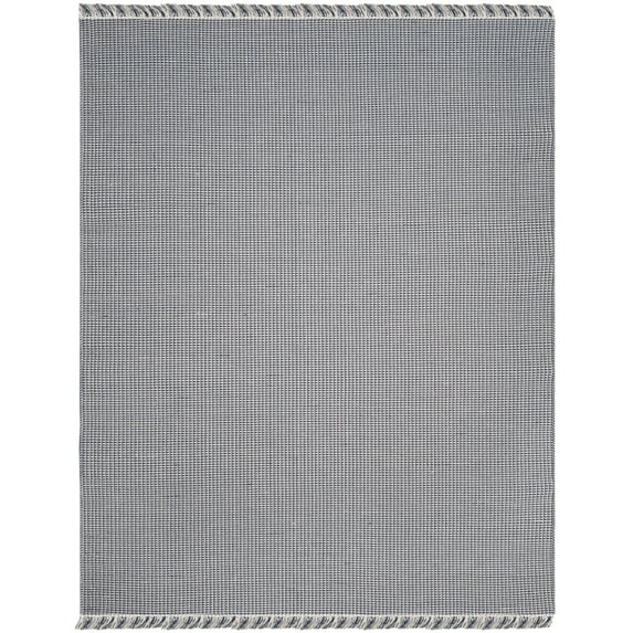 SAFAVIEH Montauk Patton Geometric Cotton Runner Rug, Ivory/Navy, 2'3" x 10'