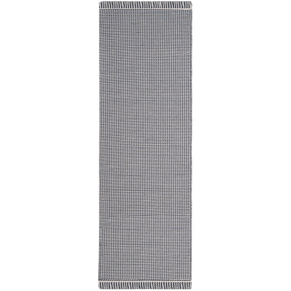 SAFAVIEH Montauk Patton Geometric Cotton Runner Rug, Ivory/Navy, 2'3" x 12'