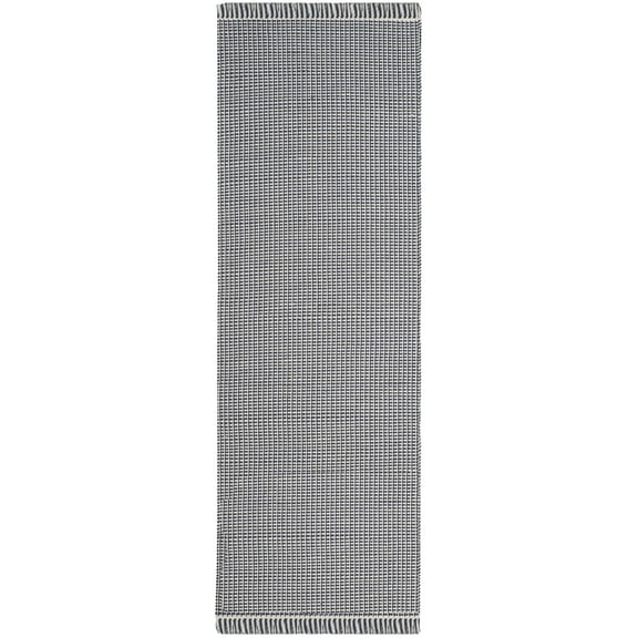 SAFAVIEH Montauk Patton Geometric Cotton Runner Rug, Ivory/Navy, 2'3" x 16'