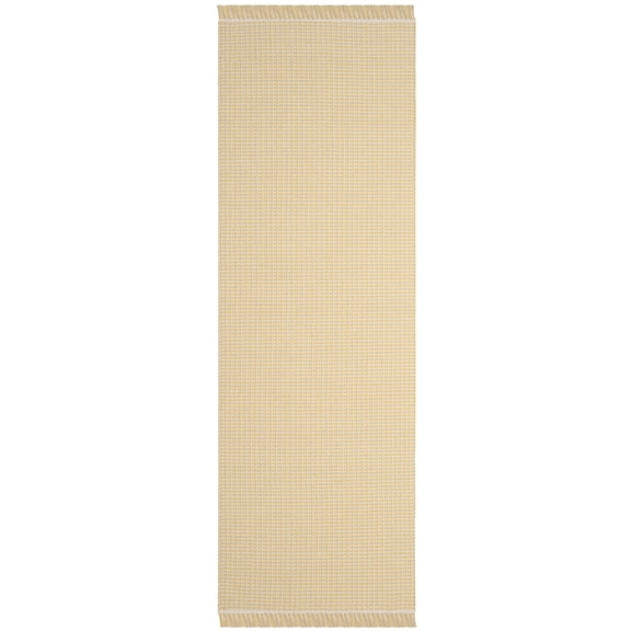 SAFAVIEH Montauk Patton Geometric Cotton Runner Rug, Ivory/Yellow, 2'3" x 10'