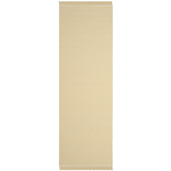 SAFAVIEH Montauk Patton Geometric Cotton Runner Rug, Ivory/Yellow, 2'3" x 6'
