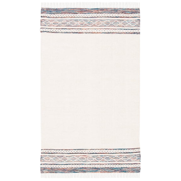SAFAVIEH Montauk Phipp Southwestern Cotton Area Rug, Beige/Blue, 3' x 5'