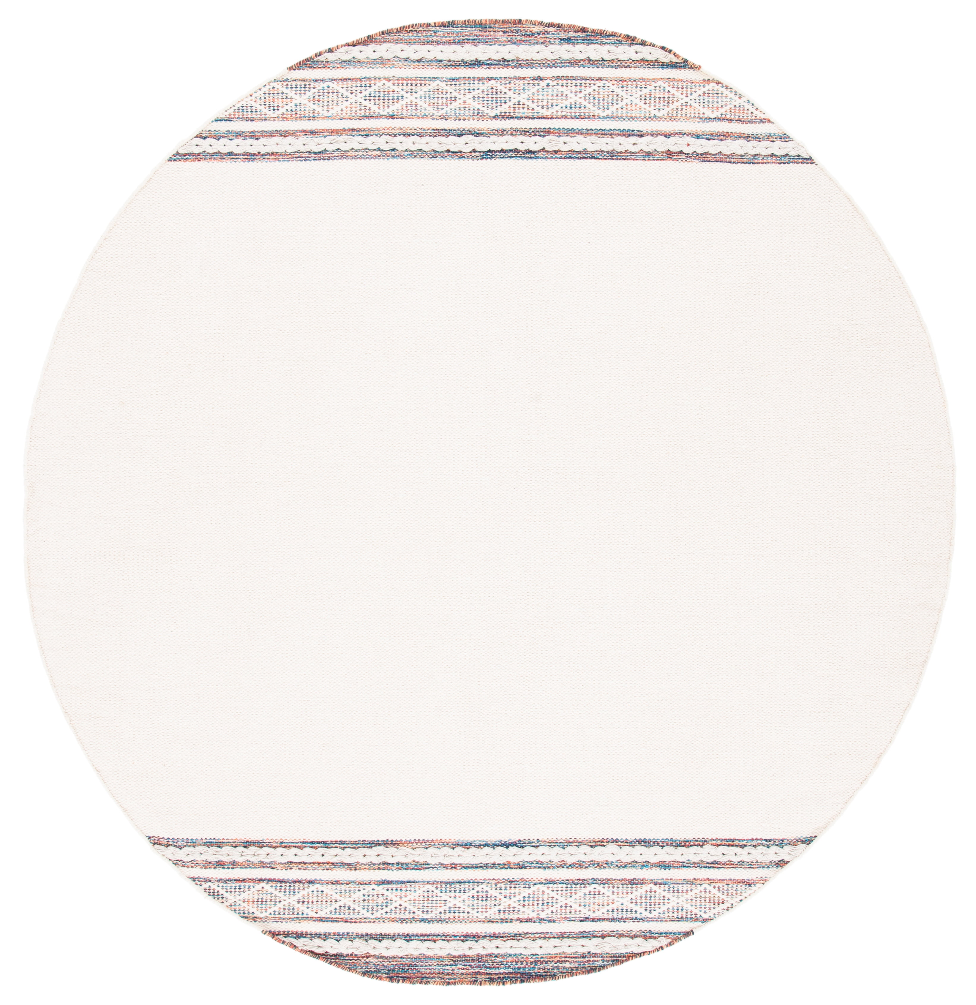 SAFAVIEH Montauk Phipp Southwestern Cotton Area Rug, Beige/Blue, 6' x 6' Round