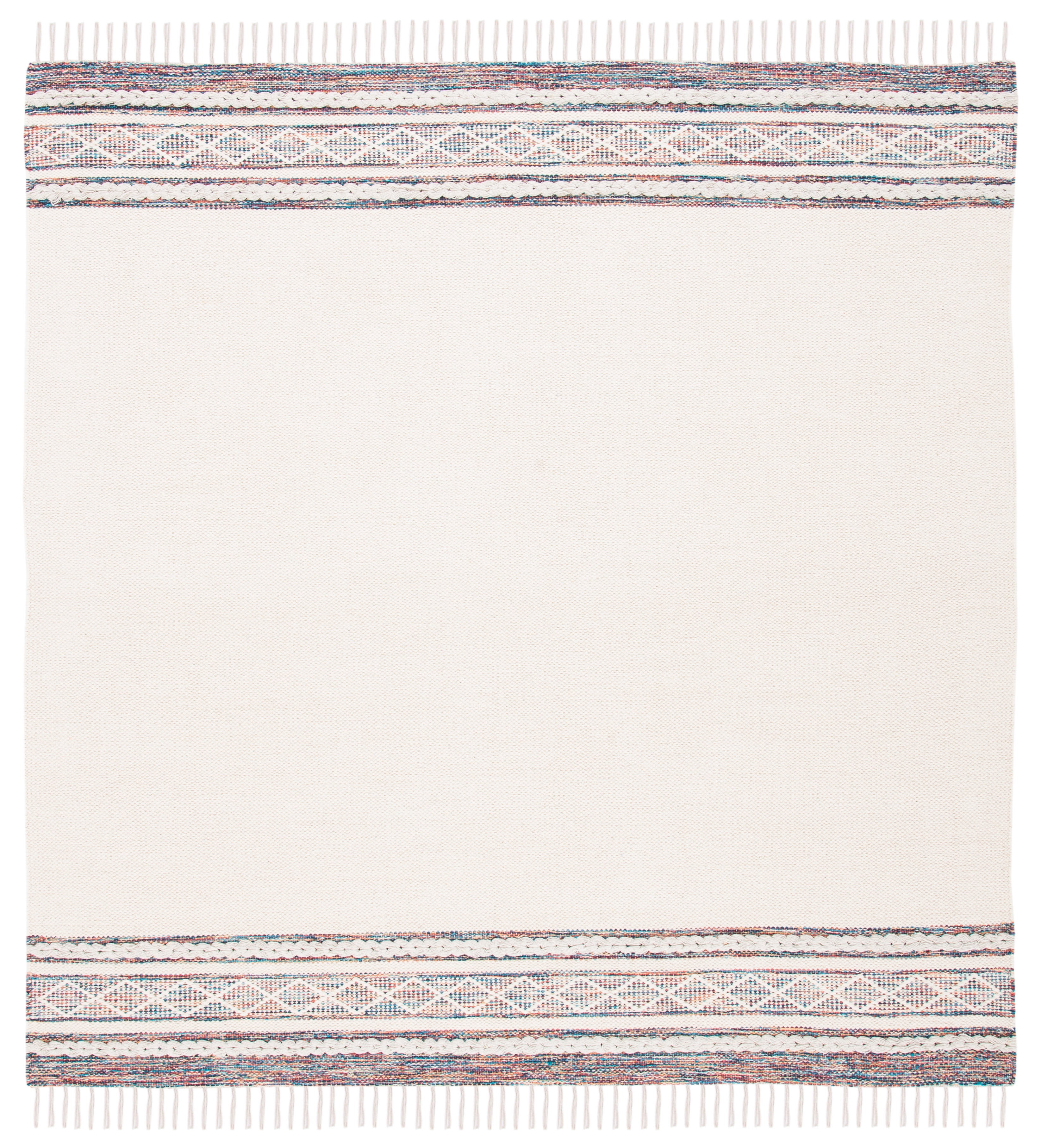 Coastal Charm Blue Cotton 6' Square Hand-Loomed Area Rug