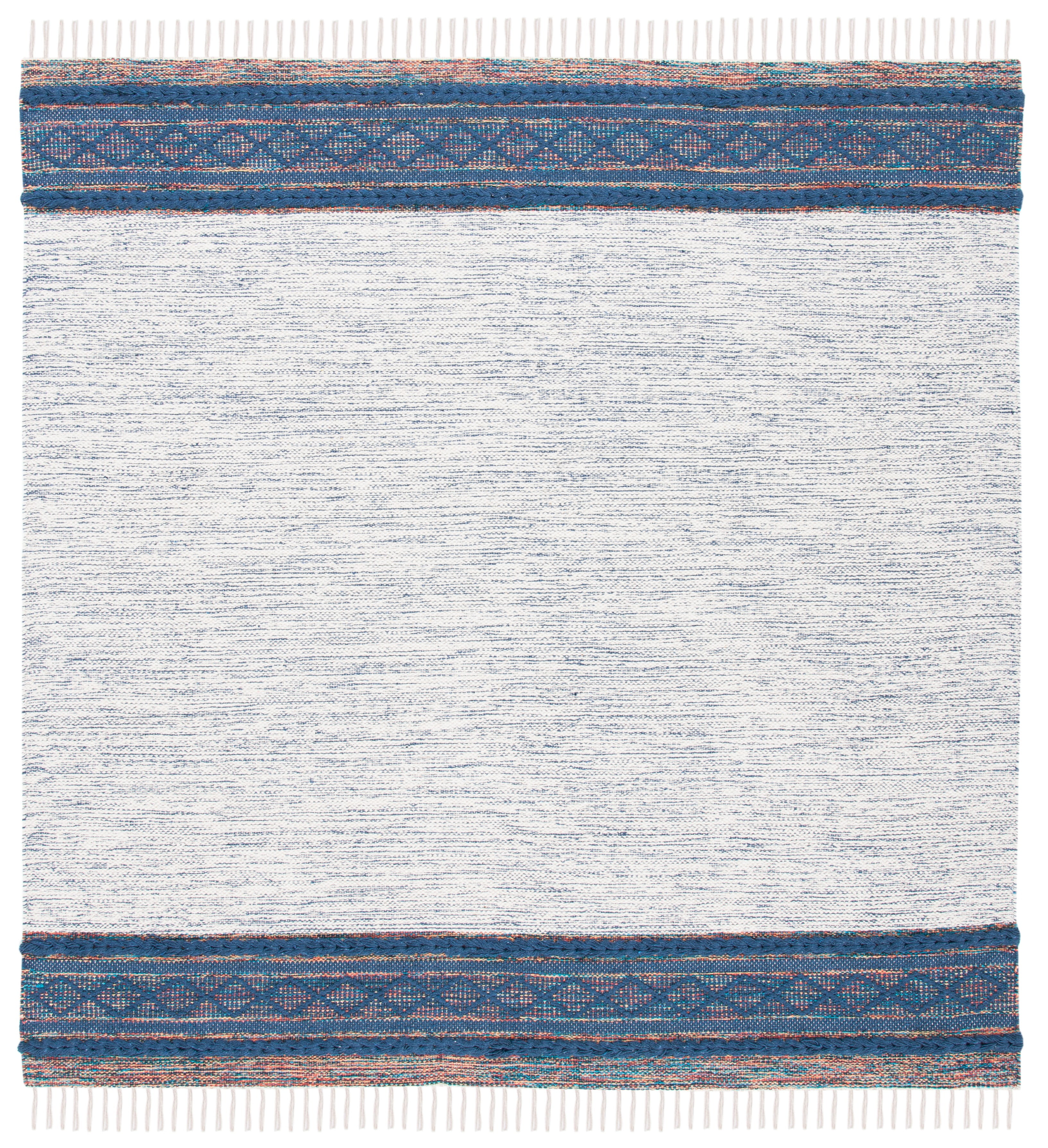 SAFAVIEH Montauk Phipp Southwestern Cotton Area Rug, Navy/Beige, 6' x 6' Square