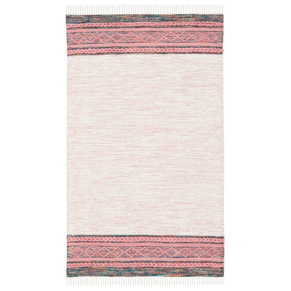 SAFAVIEH Montauk Phipp Southwestern Cotton Area Rug, Pink/Beige, 3' x 5'
