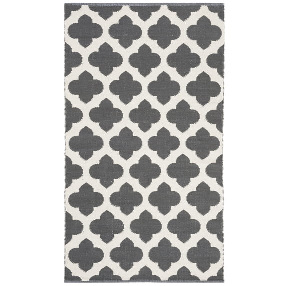 SAFAVIEH Montauk Proinsias Geometric Cotton Area Rug, Dark Grey/Ivory, 3' x 5'