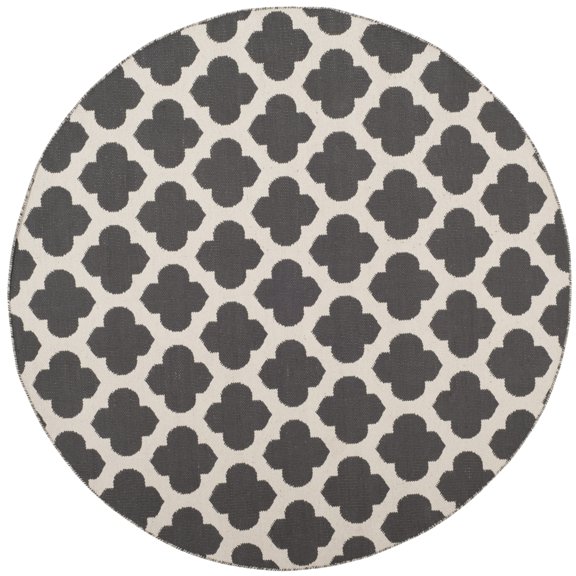 SAFAVIEH Montauk Proinsias Geometric Cotton Area Rug, Dark Grey/Ivory, 6' x 6' Round