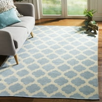 SAFAVIEH Montauk Proinsias Geometric Cotton Area Rug, Light Blue/Ivory, 3' x 5'