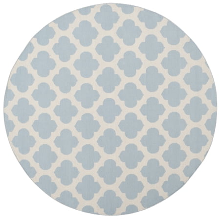 SAFAVIEH Montauk Proinsias Geometric Cotton Area Rug, Light Blue/Ivory, 6' x 6' Round