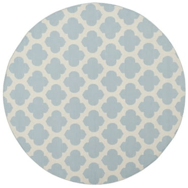 SAFAVIEH Montauk Proinsias Geometric Cotton Area Rug, Light Blue/Ivory, 6' x 6' Round