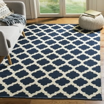 SAFAVIEH Montauk Proinsias Geometric Cotton Area Rug, Navy/Ivory, 6' x 6' Square