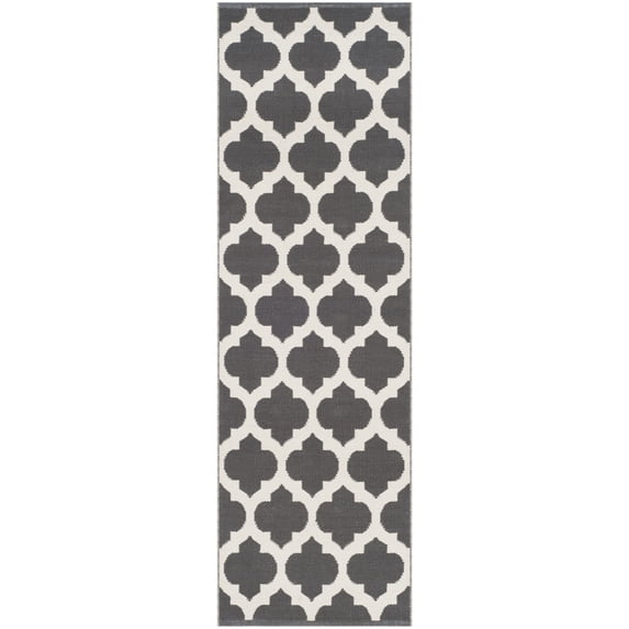 SAFAVIEH Montauk Proinsias Geometric Cotton Runner Rug, Dark Grey/Ivory, 2'3" x 7'