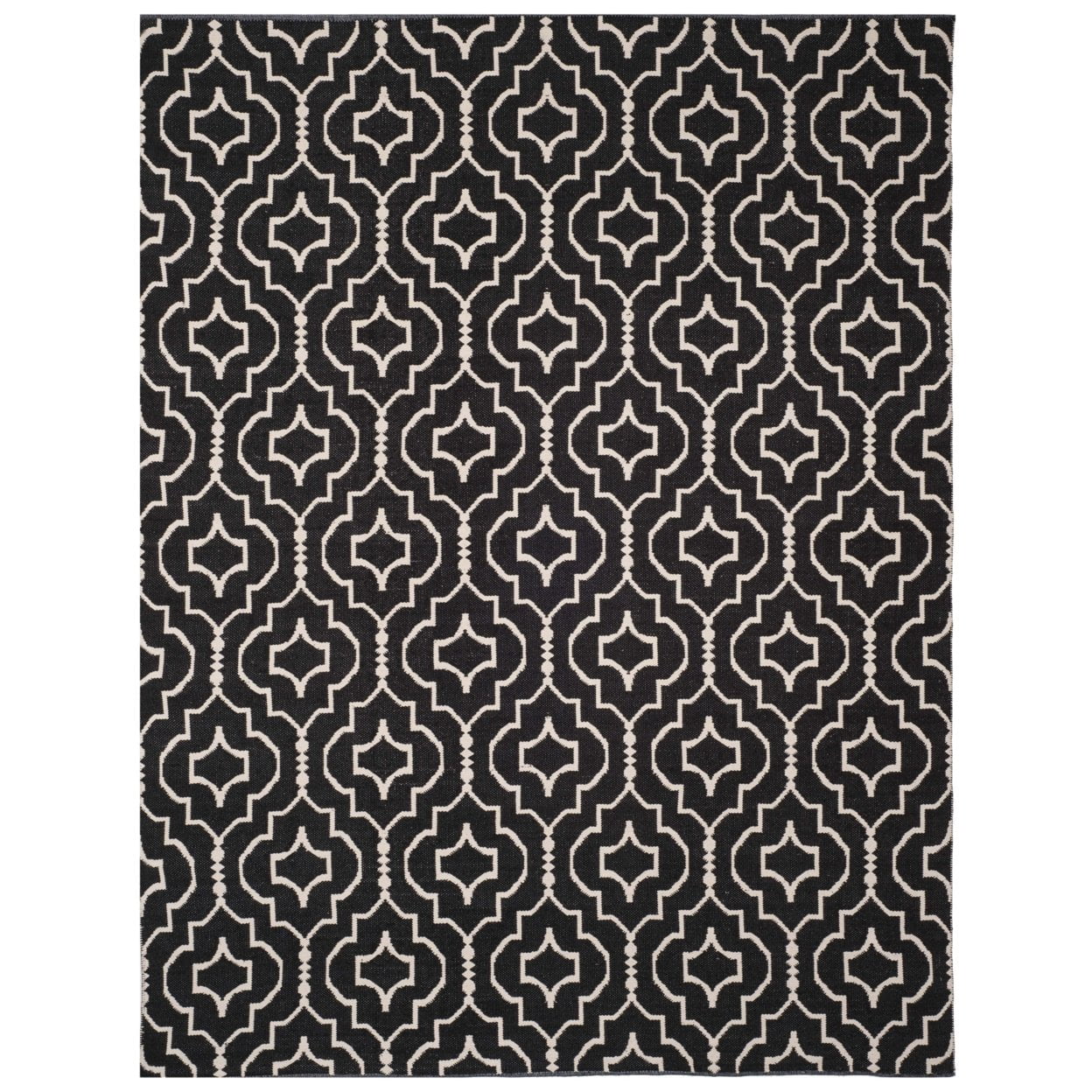 Handmade Black and Ivory Wool Cotton Reversible Area Rug 2'6" x 4'