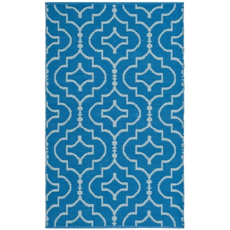 SAFAVIEH Montauk Raeyln Geometric Cotton Area Rug, Blue/Ivory, 2'6" x 4'