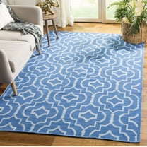 SAFAVIEH Montauk Raeyln Geometric Cotton Area Rug, Blue/Ivory, 4' x 6'