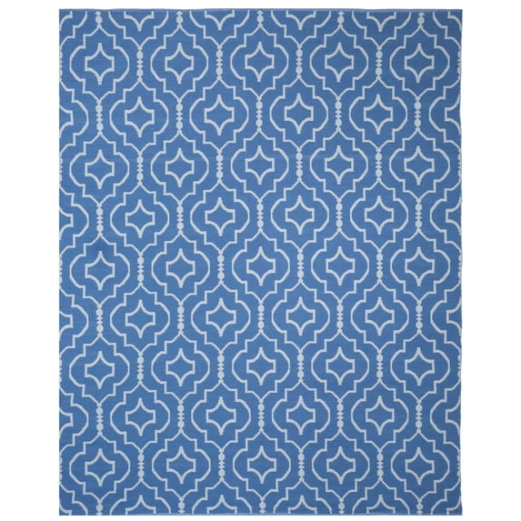 SAFAVIEH Montauk Raeyln Geometric Cotton Area Rug, Blue/Ivory, 6' x 6' Square
