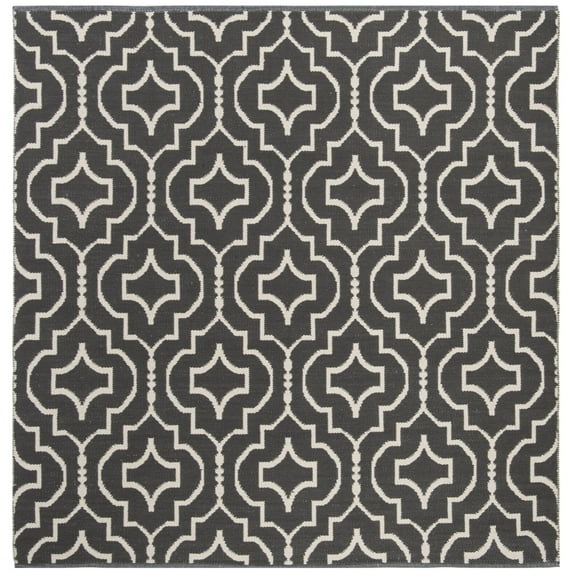 SAFAVIEH Montauk Raeyln Geometric Cotton Area Rug, Dark Grey/Ivory, 6' x 6' Square