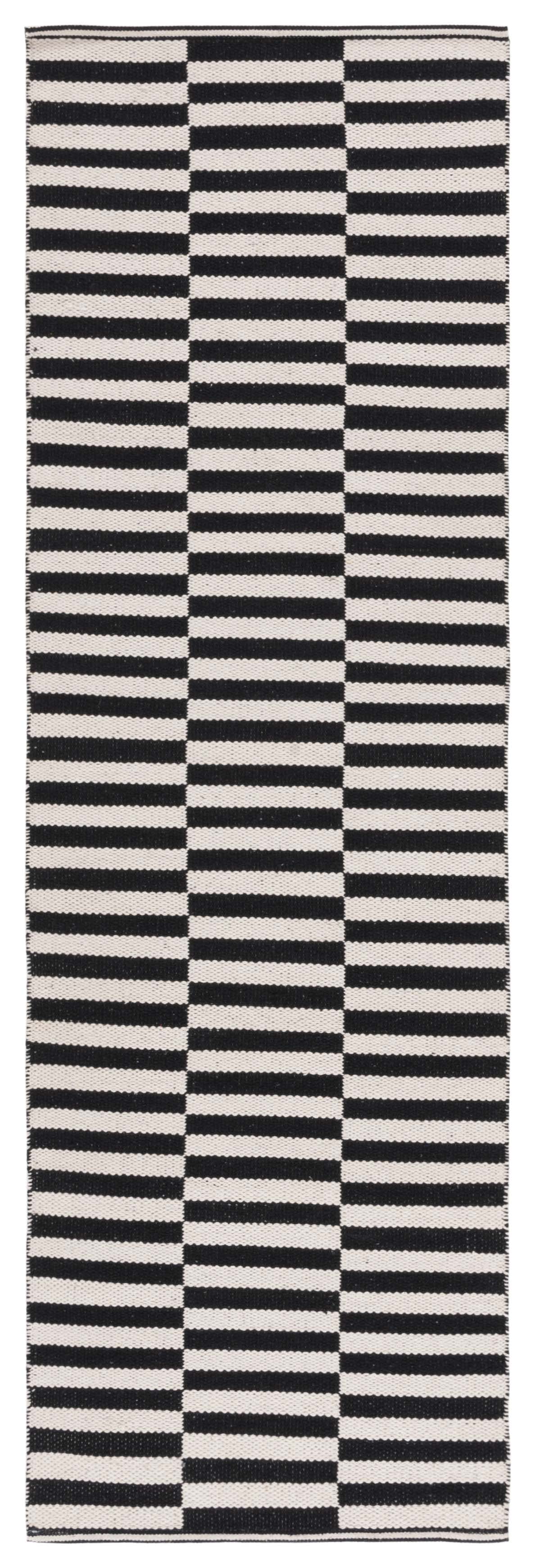 Coastal Charm Handwoven Black and Ivory Cotton-Wool Blend Rug - 2'6" x 4'6"